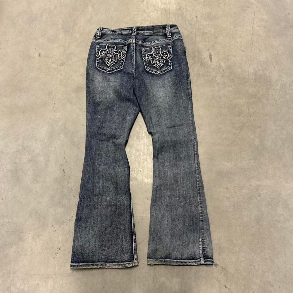 Y2K Dark Wash Flared Wide Leg Fall Essential Bootcut Jeans - Picture 2 of 3